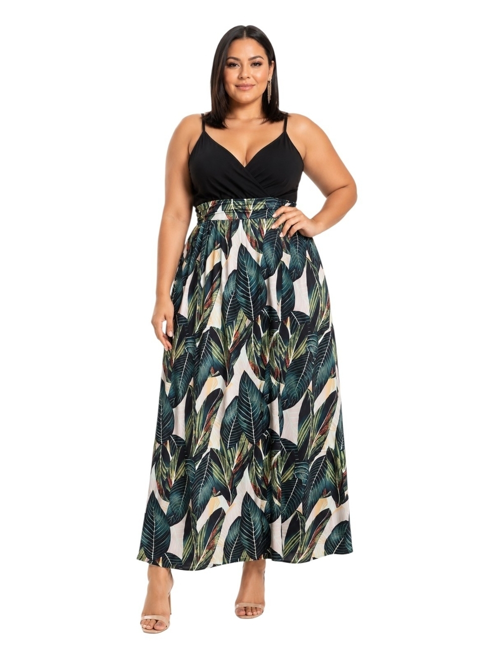 Style Boutique Plus Size Tropical Leaf Print Maxi Dress – Size XXL.